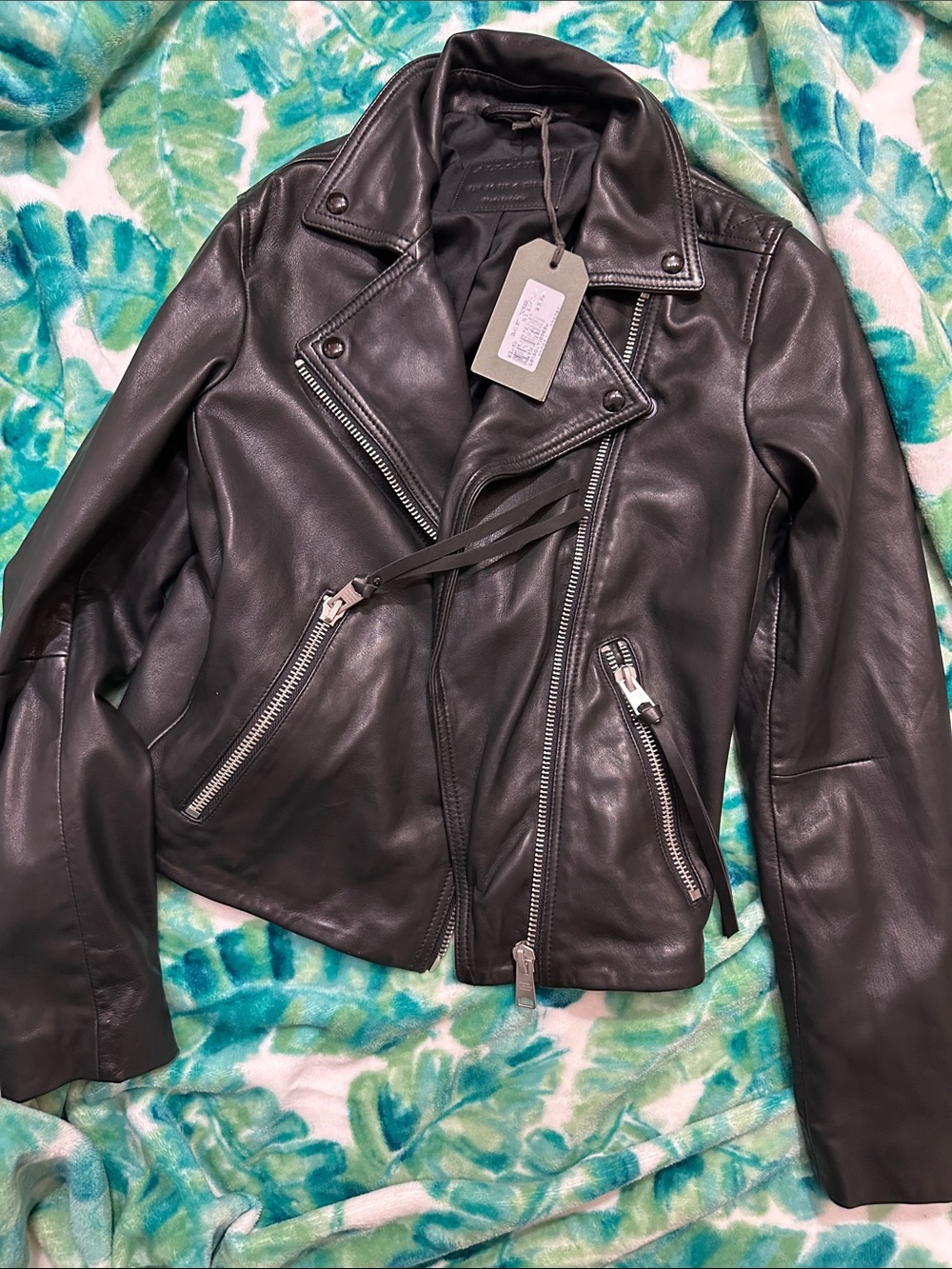 All Saints Dalby Biker Lamb Leather Coat, UK10,USA6,NWT, Retail $499